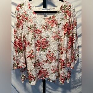 💙Rebecca Malone Floral Lace Blouse in Pink and Green (BIN4)